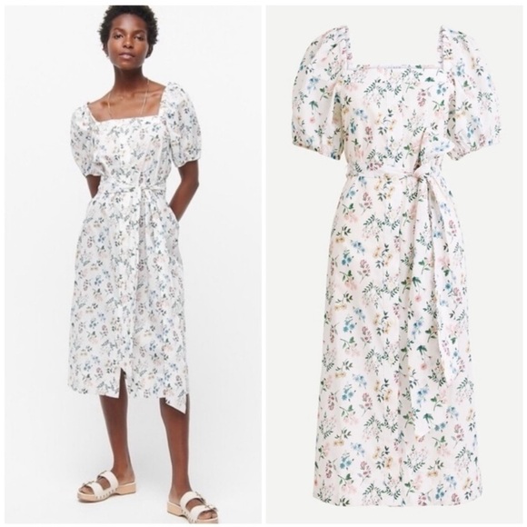 J Crew Cottage dress in Liberty Annelise floral midi puff sleeve sz S - Picture 2 of 13